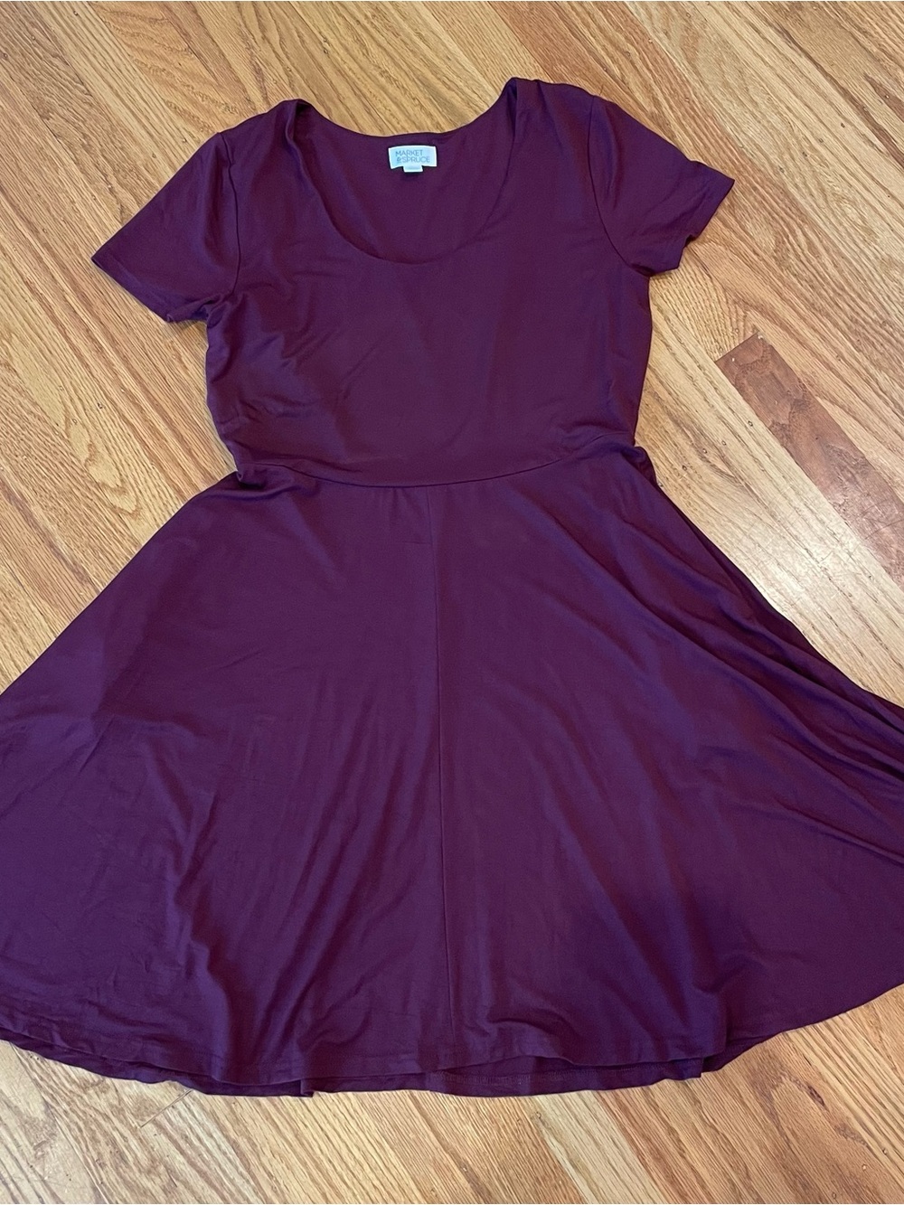 Market & Spruce Plum Short-Sleeve Fit and Flare Dress